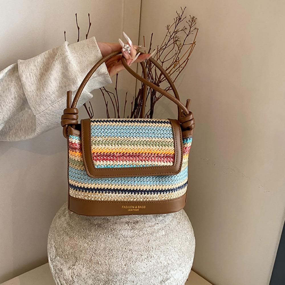 Colorful Straw Bag Large Capacity Bohemian Shoulder Bag Trendy Weave Bag Beach Style B
Colorful Straw Bag Large Capacity Bohemian Shoulder Bag Trendy Weave Bag Beach Style B