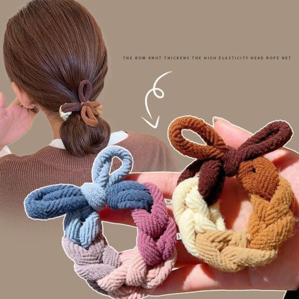 5 шт. резиновые резинки для волос с бантиком, ручная эластичная лента для волос, модные эластичные резинки для волос для женщин