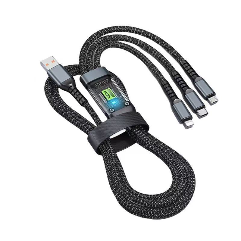 3 In 1 100W 1.2M Fast Charging Cable USB Type C Cable For iPhone Realme Samsung Huawei 50 Pro Micro Usb C Lightning Charger Charging Cable Wire Length 2M чорний
3 In 1 100W 1.2M Fast Charging Cable USB Type C Cable For iPhone Realme Samsung Huawei 50 Pro Micro Usb C Lightning Charger Charging Cable Wire Length 2M чорний