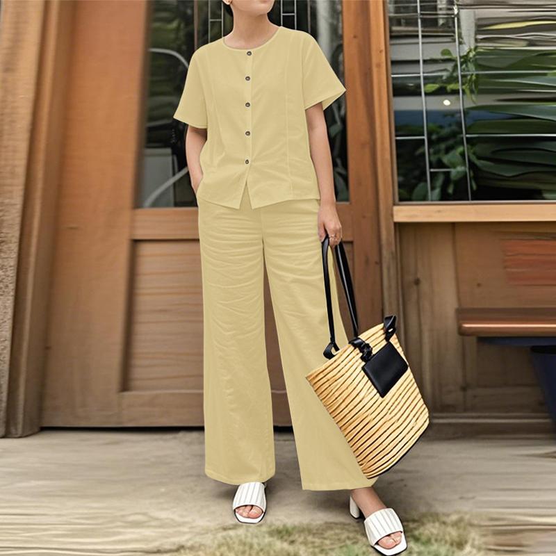 ZANZEA Женская блузка с коротким рукавом и брюки Летние комплекты-двойки L
ZANZEA Женская блузка с коротким рукавом и брюки Летние комплекты-двойки L