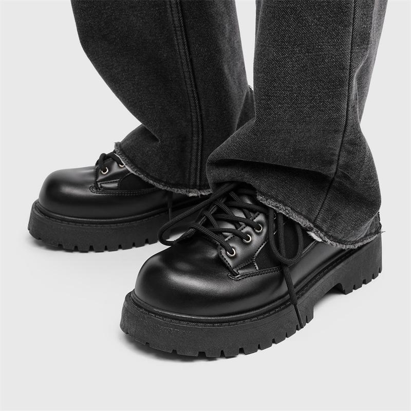 Z55 весенняя повседневная мужская обувь на платформе, ретро кожаные туфли дерби, нишевые, низкие, с большим носком, модные, деловые 39 чёрный