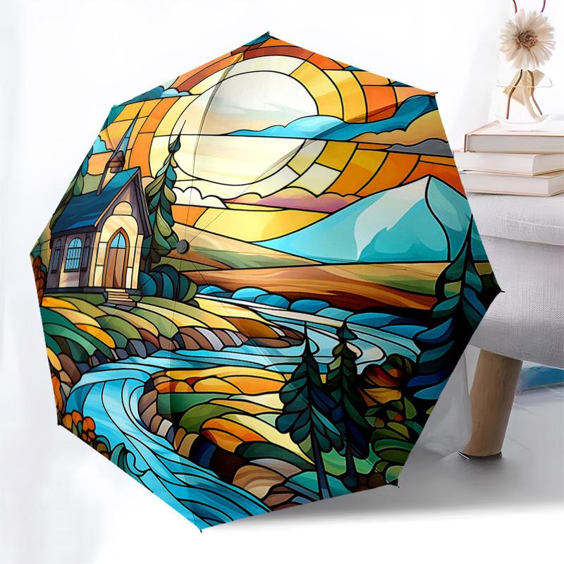 1pc Stained Glass Style Automatic Opening Folding Umbrella with 8-Bone Iron Frame - Perfect for Outdoor Use, Festive Gifts, Travel, Daily Use, Fans.KK
1pc Stained Glass Style Automatic Opening Folding Umbrella with 8-Bone Iron Frame - Perfect for Outdoor Use, Festive Gifts, Travel, Daily Use, Fans.KK