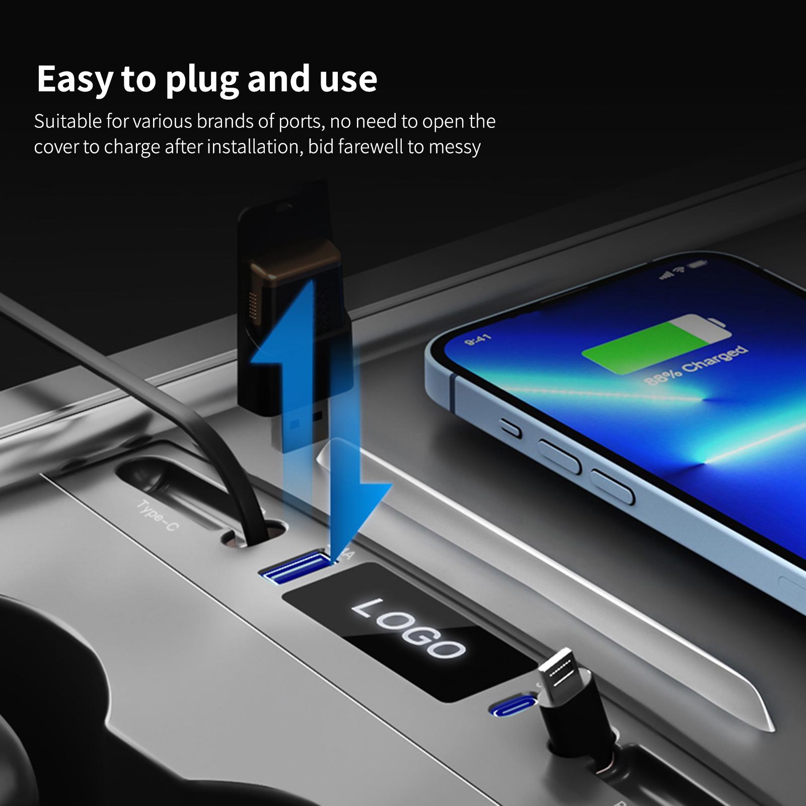 AUMOTOP LOGO Выдвижной USB-концентратор для быстрой зарядки с заменой адаптера кабеля для Tesla Model 3 Y
AUMOTOP LOGO Выдвижной USB-концентратор для быстрой зарядки с заменой адаптера кабеля для Tesla Model 3 Y