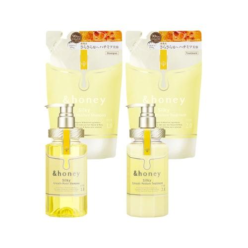 &honey Silky Smooth Moisture Shampoo Treatment Body & Refill Set | Набор шампуней/кондиционеров
&honey Silky Smooth Moisture Shampoo Treatment Body & Refill Set | Набор шампуней/кондиционеров
