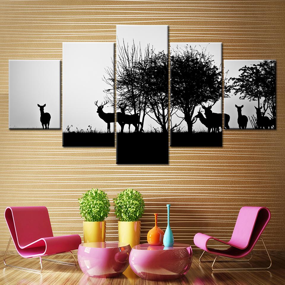 HD Prints Canvas Wall Art Home Decor Pictures 5 Pieces Black silhouette of a hunter and dog in the forest Posters 20x35 20x45 20x55cm
HD Prints Canvas Wall Art Home Decor Pictures 5 Pieces Black silhouette of a hunter and dog in the forest Posters 20x35 20x45 20x55cm