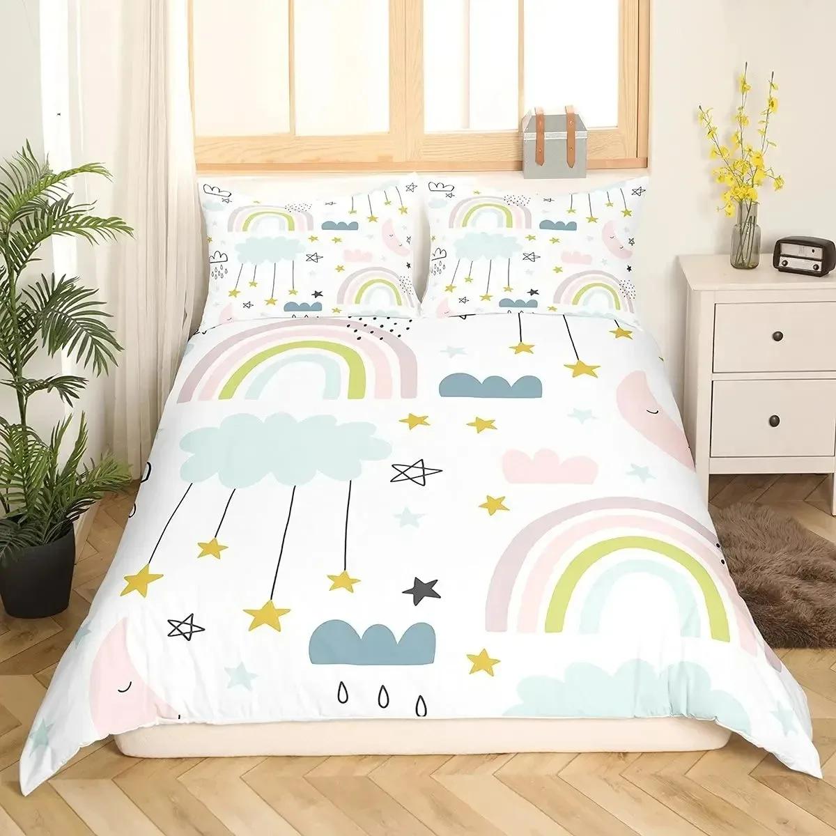 Girls Rainbow Duvet Cover Set Sun And Stars Comforter Cover Full Size Cartoon Style Cloud Bedding Set Girly Soft Quilt Cover Set 70x133cm 2pcs
Girls Rainbow Duvet Cover Set Sun And Stars Comforter Cover Full Size Cartoon Style Cloud Bedding Set Girly Soft Quilt Cover Set 70x133cm 2pcs