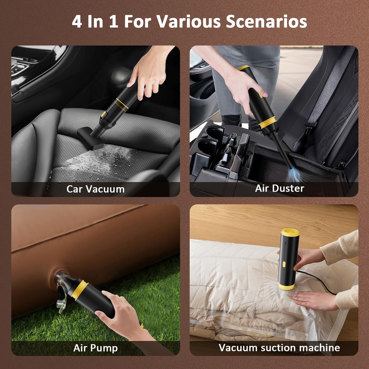 Portable Car Vacuum 4-in-1, 25000 Pa, 3 Suction Modes, Handheld for Car, Desk, Keyboard, Sofa United States
Portable Car Vacuum 4-in-1, 25000 Pa, 3 Suction Modes, Handheld for Car, Desk, Keyboard, Sofa United States
