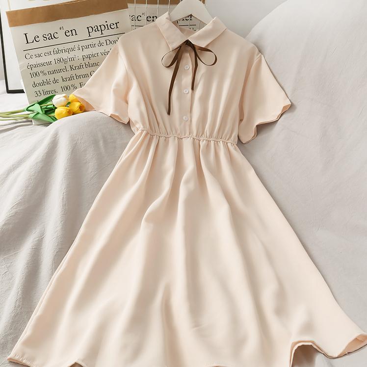 Платье женское шифоновое с бантом, однотонное с высокой талией и отложным воротником в консервативном стиле Kawaii Ulzzang, популярное темпераментное платье для девочек, летние каникулы L абрикосовый
Платье женское шифоновое с бантом, однотонное с высокой талией и отложным воротником в консервативном стиле Kawaii Ulzzang, популярное темпераментное платье для девочек, летние каникулы L абрикосовый