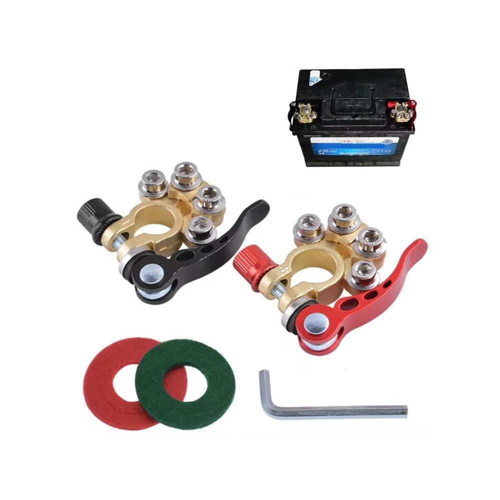 2 Pcs Car Battery Terminal Connectors Quick Release 4 Way Disconnect Compatible with Cars Vans Trucks and More
2 Pcs Car Battery Terminal Connectors Quick Release 4 Way Disconnect Compatible with Cars Vans Trucks and More