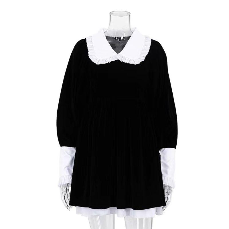 Новое поступление Осень и Зима Стильное платье из бархата в стиле кэжуал с модным французским кукольным воротником Платье с кукольным воротником Black M
Новое поступление Осень и Зима Стильное платье из бархата в стиле кэжуал с модным французским кукольным воротником Платье с кукольным воротником Black M