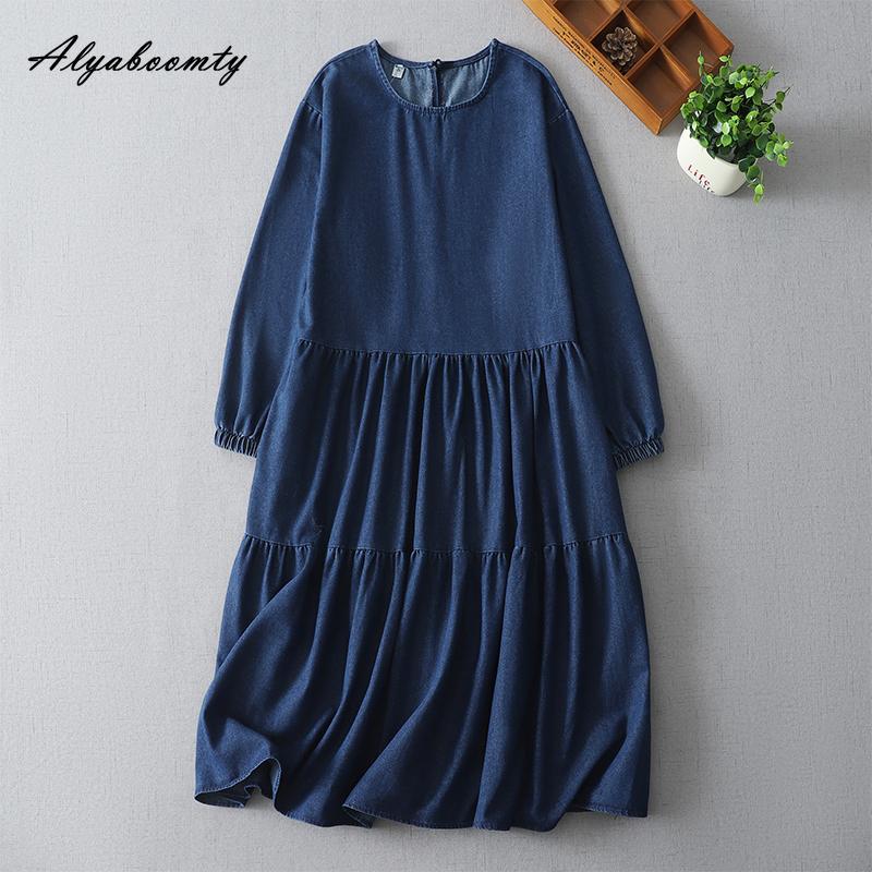 Платье миди женское больших размеров в японском стиле, осенне-весеннее, с круглым вырезом, из синего денима, повседневное, свободного кроя, с длинным рукавом, мешковатое, оверсайз XXL
Платье миди женское больших размеров в японском стиле, осенне-весеннее, с круглым вырезом, из синего денима, повседневное, свободного кроя, с длинным рукавом, мешковатое, оверсайз XXL