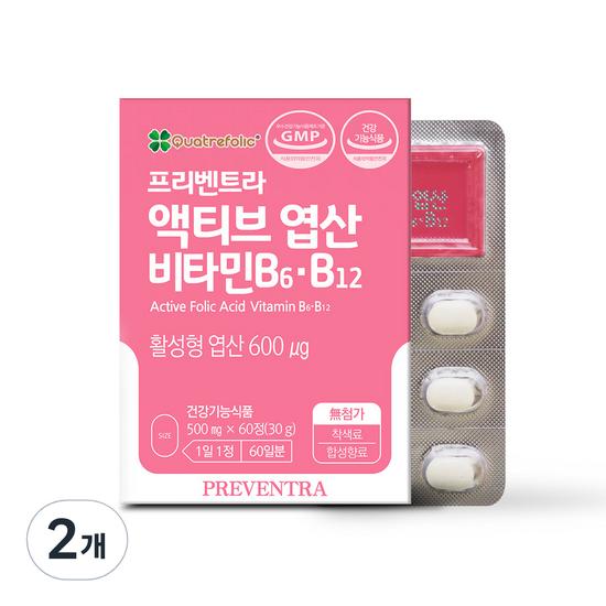 Preventra Active Folic Acid Vitamin B6 B12 30g, 60 tablets, 2 units,Korean health food
Preventra Active Folic Acid Vitamin B6 B12 30g, 60 tablets, 2 units,Korean health food