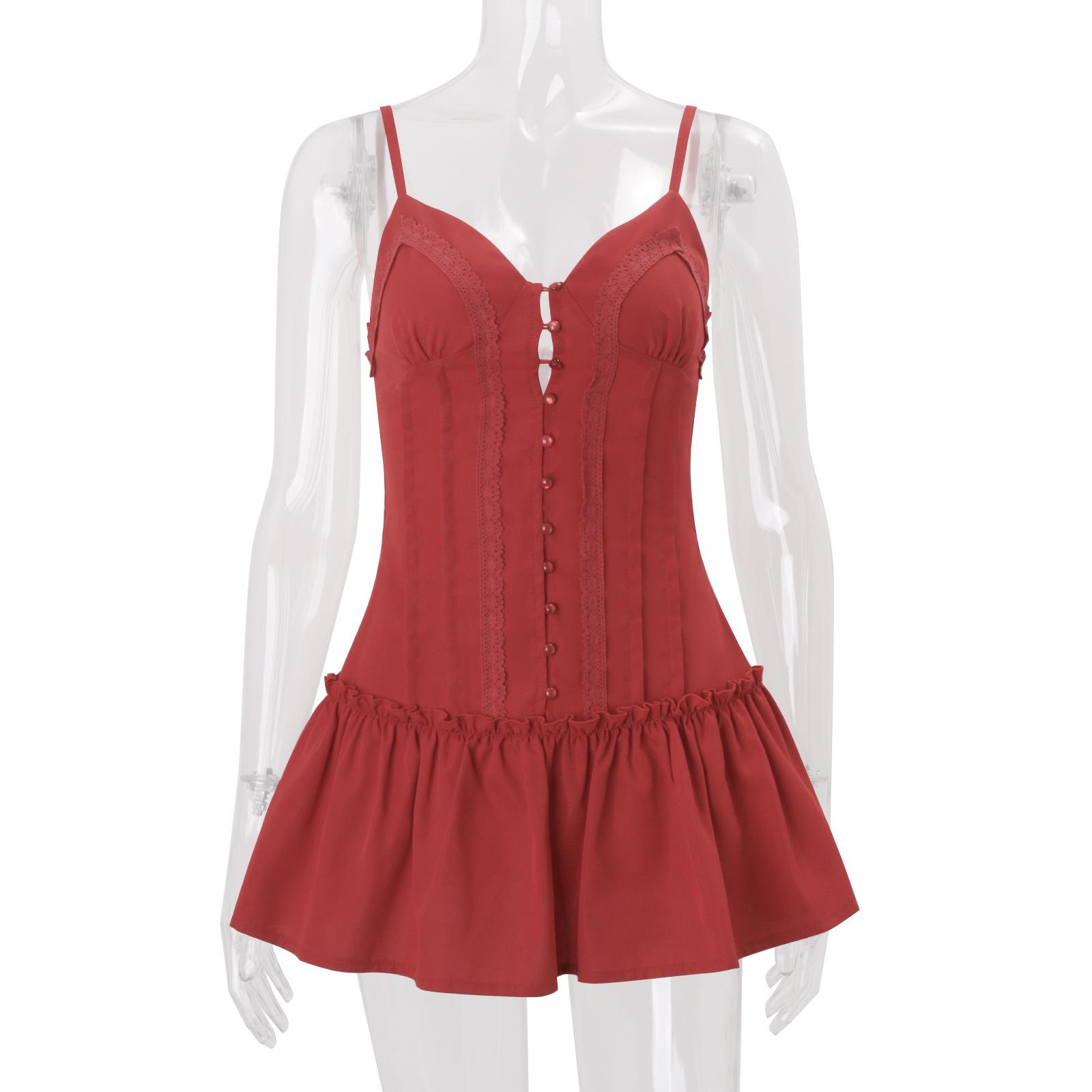 Women s spring new French sweet celebrity style solid color waist suspender dress short skirt women L
Women s spring new French sweet celebrity style solid color waist suspender dress short skirt women L
