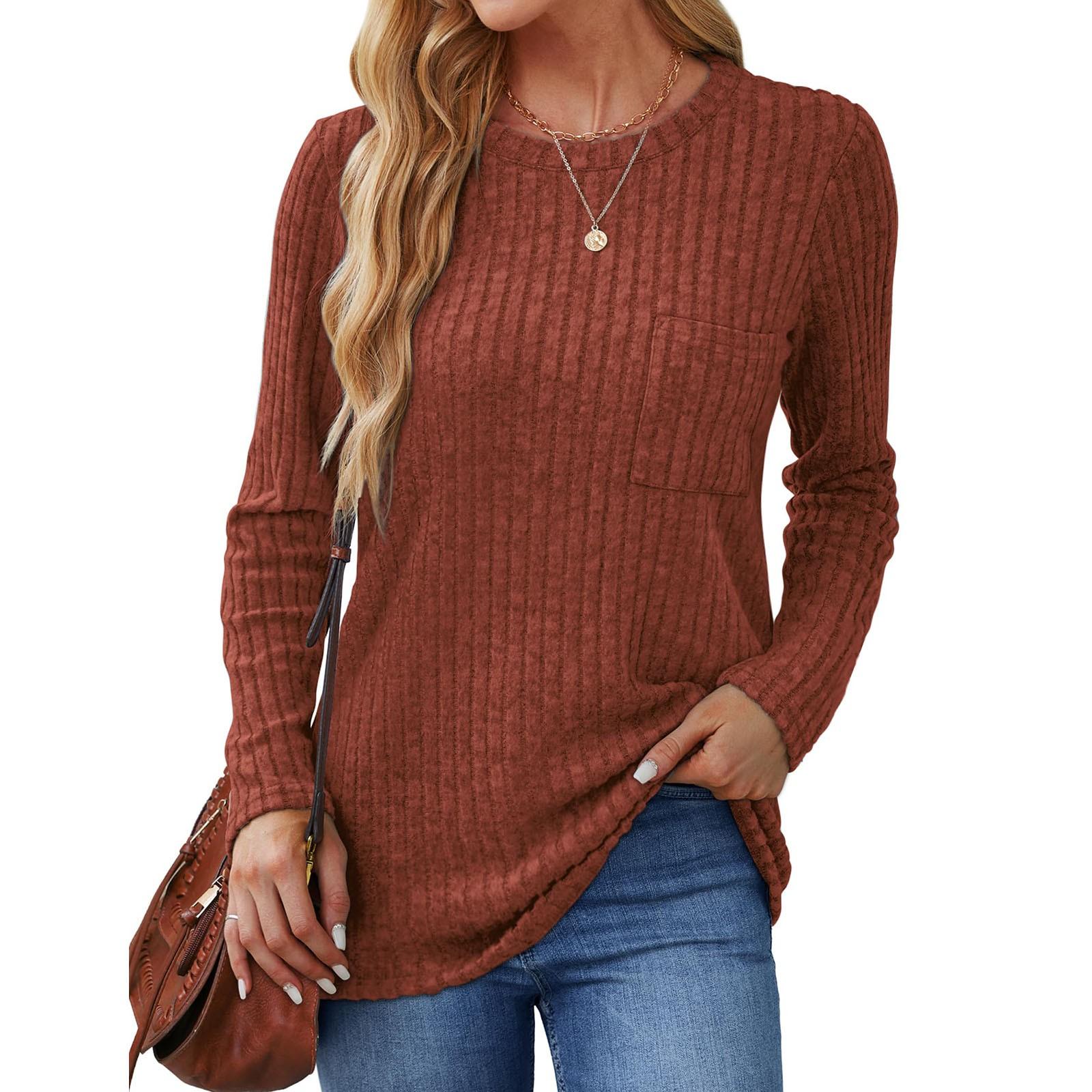 Long Sleeve Shirts For Women Lightweight O Neck Sweatshirt Casual Tunic Tops For Women With Pocket Fashion M коричневий
Long Sleeve Shirts For Women Lightweight O Neck Sweatshirt Casual Tunic Tops For Women With Pocket Fashion M коричневий