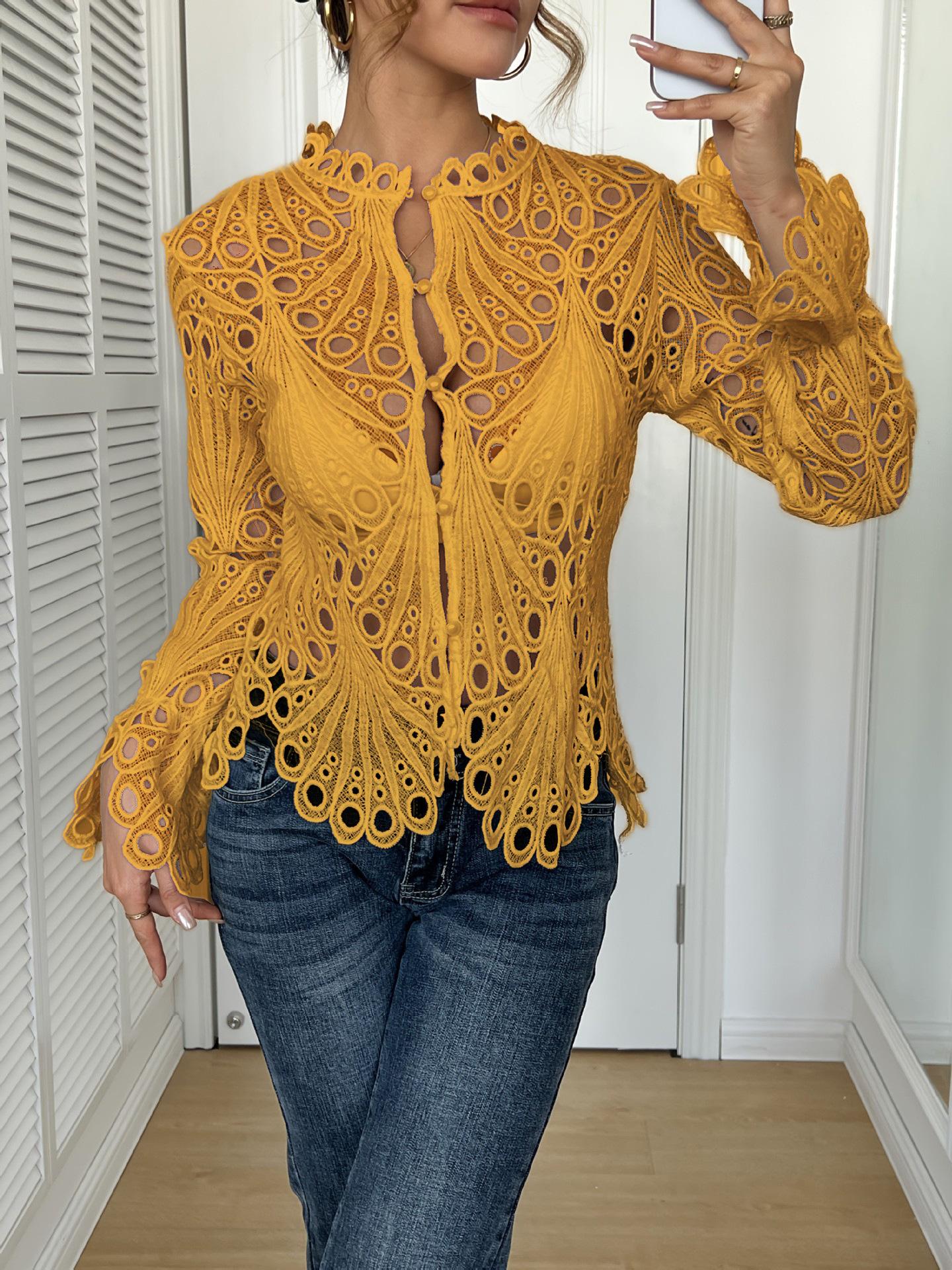 White Lace Shirt For Women Fashion Long Sleeve O Neck Hook Flower Hollow Shirts Tops Lady Holiday Boho Y2k Women s Clothing New XS жовтий
White Lace Shirt For Women Fashion Long Sleeve O Neck Hook Flower Hollow Shirts Tops Lady Holiday Boho Y2k Women s Clothing New XS жовтий
