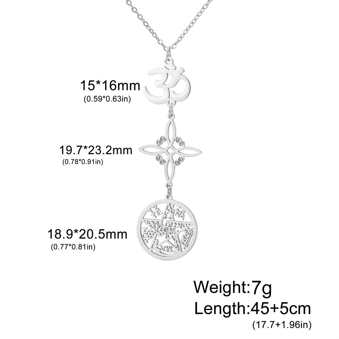 OM Yoga Symbol Witch Knot Necklace Stainless Steel Pentacle Tetragrammaton Necklaces Triple Protection Amulet Jewelry
OM Yoga Symbol Witch Knot Necklace Stainless Steel Pentacle Tetragrammaton Necklaces Triple Protection Amulet Jewelry