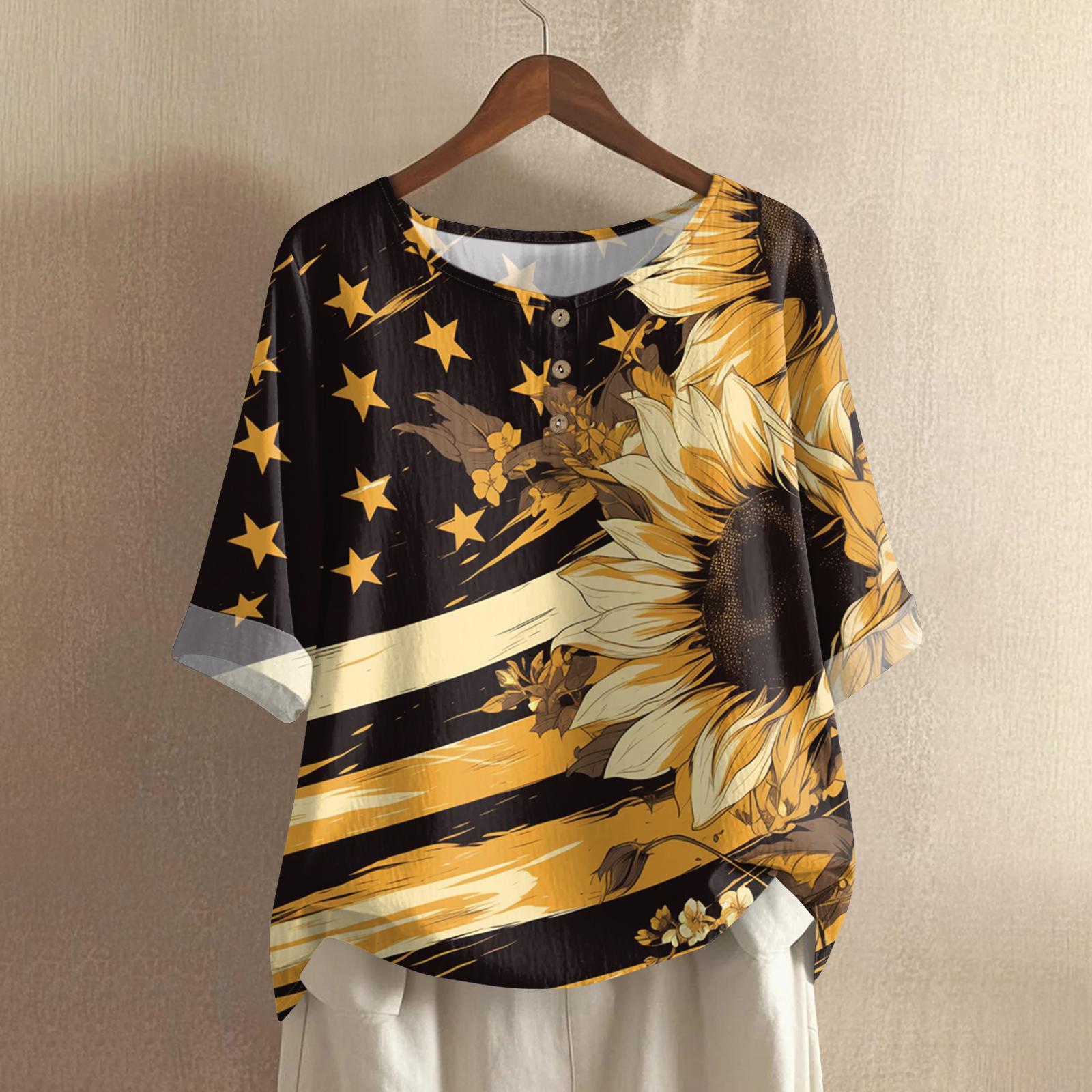 Womens Spring Tops Casual Star Print Blouse Summer Shirts for Women Loose Fit Henley Neck Womens Summer T Shirts Dressy Tops for Women XL жовтий
Womens Spring Tops Casual Star Print Blouse Summer Shirts for Women Loose Fit Henley Neck Womens Summer T Shirts Dressy Tops for Women XL жовтий