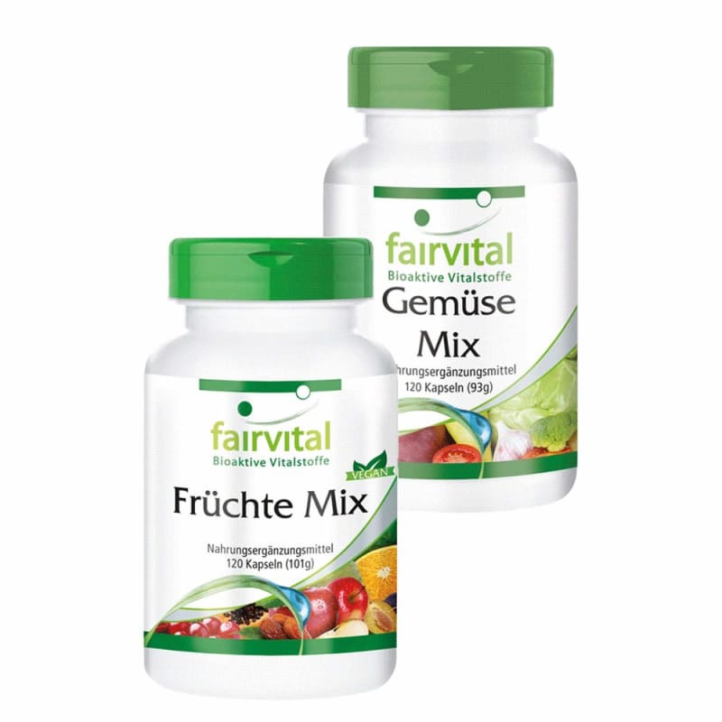 Fairvital Fruit Mix, Vegetable Mix 2 x 120 Capsules
Fairvital Fruit Mix, Vegetable Mix 2 x 120 Capsules