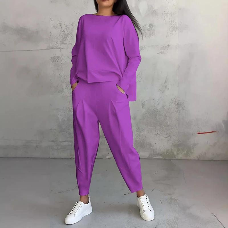 Women Elegant Long Sleeve Pocket Solid Set Casual Sportswear Loose 2Pc Suit Fashion O-neck Pullover Top & Long Pant Outfits S
Women Elegant Long Sleeve Pocket Solid Set Casual Sportswear Loose 2Pc Suit Fashion O-neck Pullover Top & Long Pant Outfits S