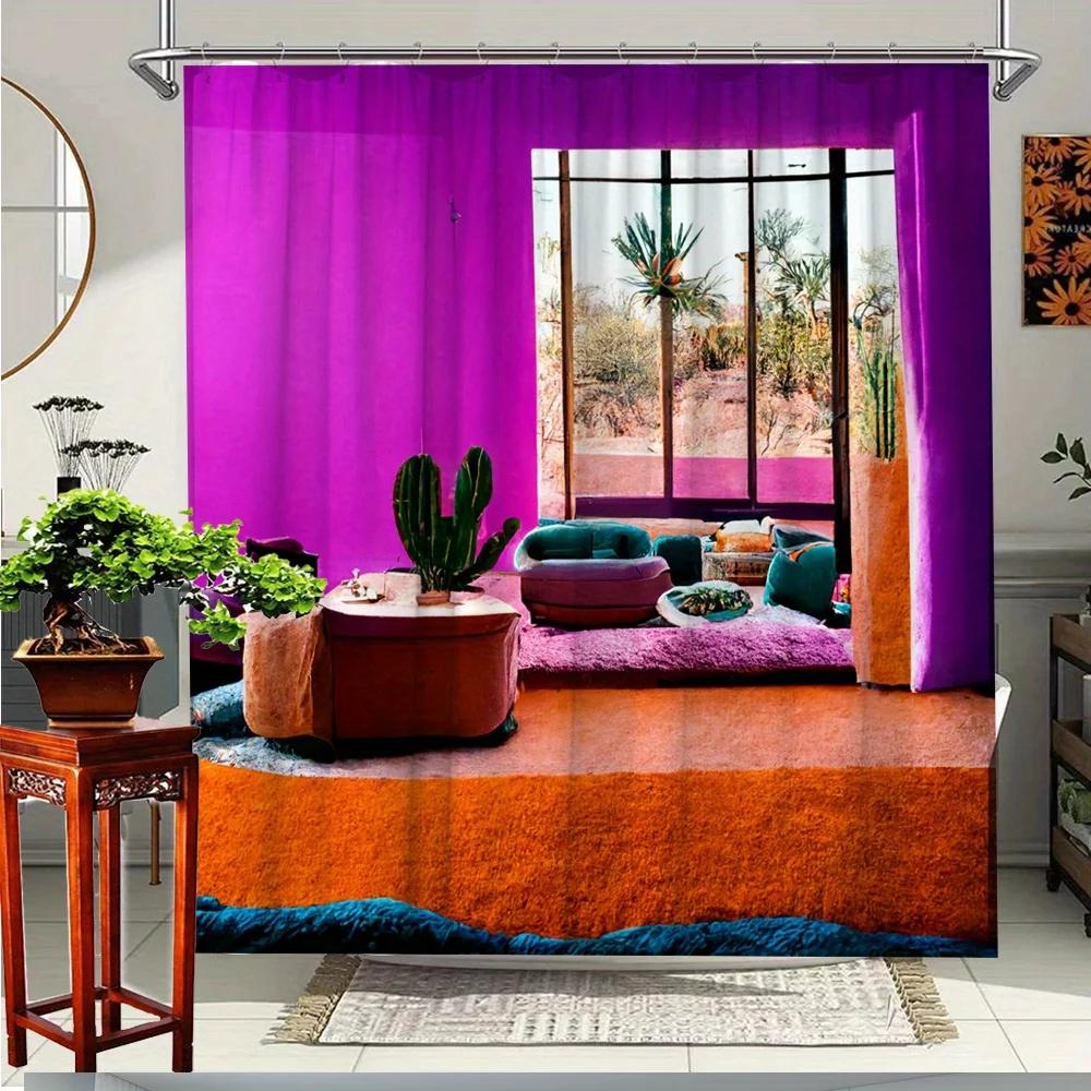 1Pc Modern Shower Curtain - Extra Wide Bathroom Window-Like Design In Purple, Semi-Sheer Privacy Partition For Bathtub, Includes W60H190(CM)-1 Pcs
1Pc Modern Shower Curtain - Extra Wide Bathroom Window-Like Design In Purple, Semi-Sheer Privacy Partition For Bathtub, Includes W60H190(CM)-1 Pcs