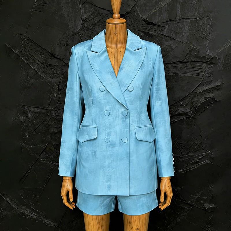 Comfortable Casual Simple Style Suit Collar Double-breasted Coat + Solid Color Shorts Two-piece Set M синій
Comfortable Casual Simple Style Suit Collar Double-breasted Coat + Solid Color Shorts Two-piece Set M синій