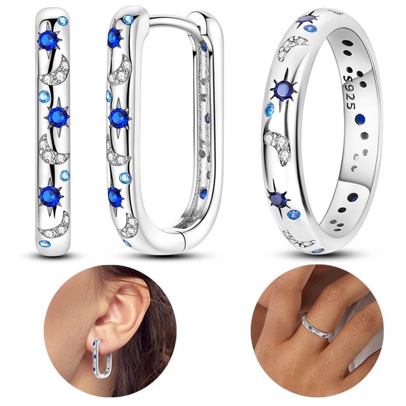 925 Silver Star Moon Zircon Rings Earrings 2-Piece Sets For Women Fine Birthday Jewelry Set 6
925 Silver Star Moon Zircon Rings Earrings 2-Piece Sets For Women Fine Birthday Jewelry Set 6