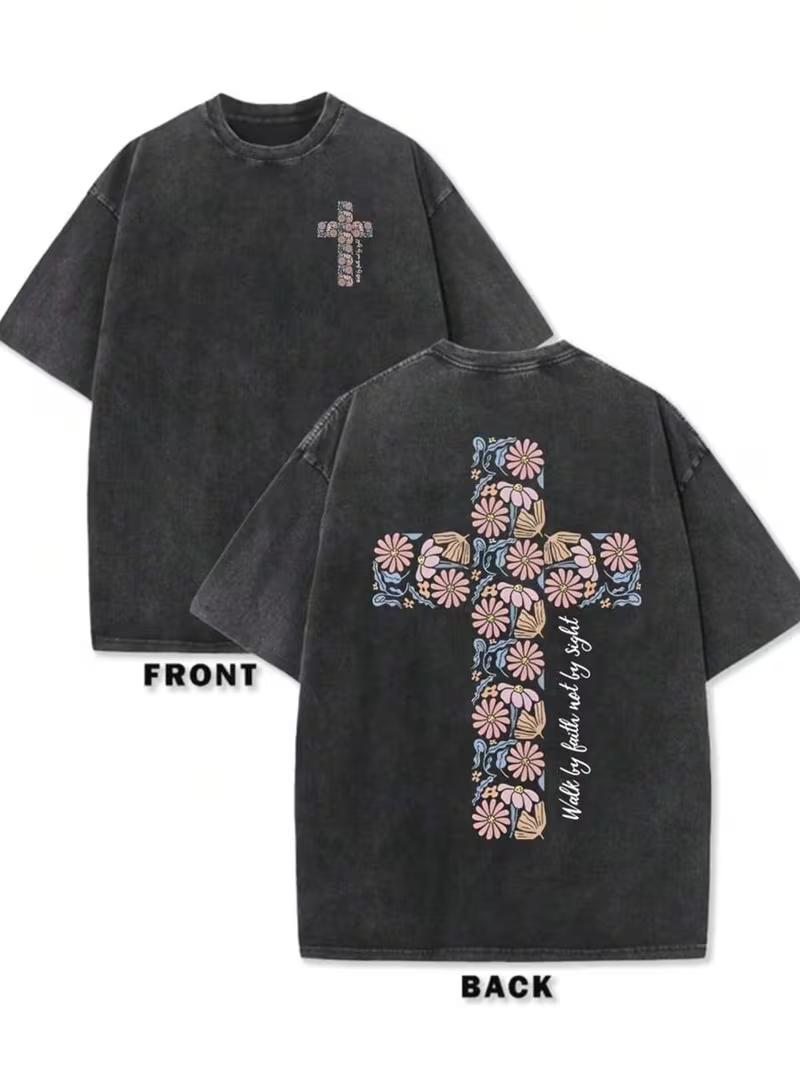 Walk By Faith Not By Sight Floral Cross Graphic TShirt Boho Summer Flower Tee Casual Loose Fit Short Sleeve Top for Men Women S
Walk By Faith Not By Sight Floral Cross Graphic TShirt Boho Summer Flower Tee Casual Loose Fit Short Sleeve Top for Men Women S