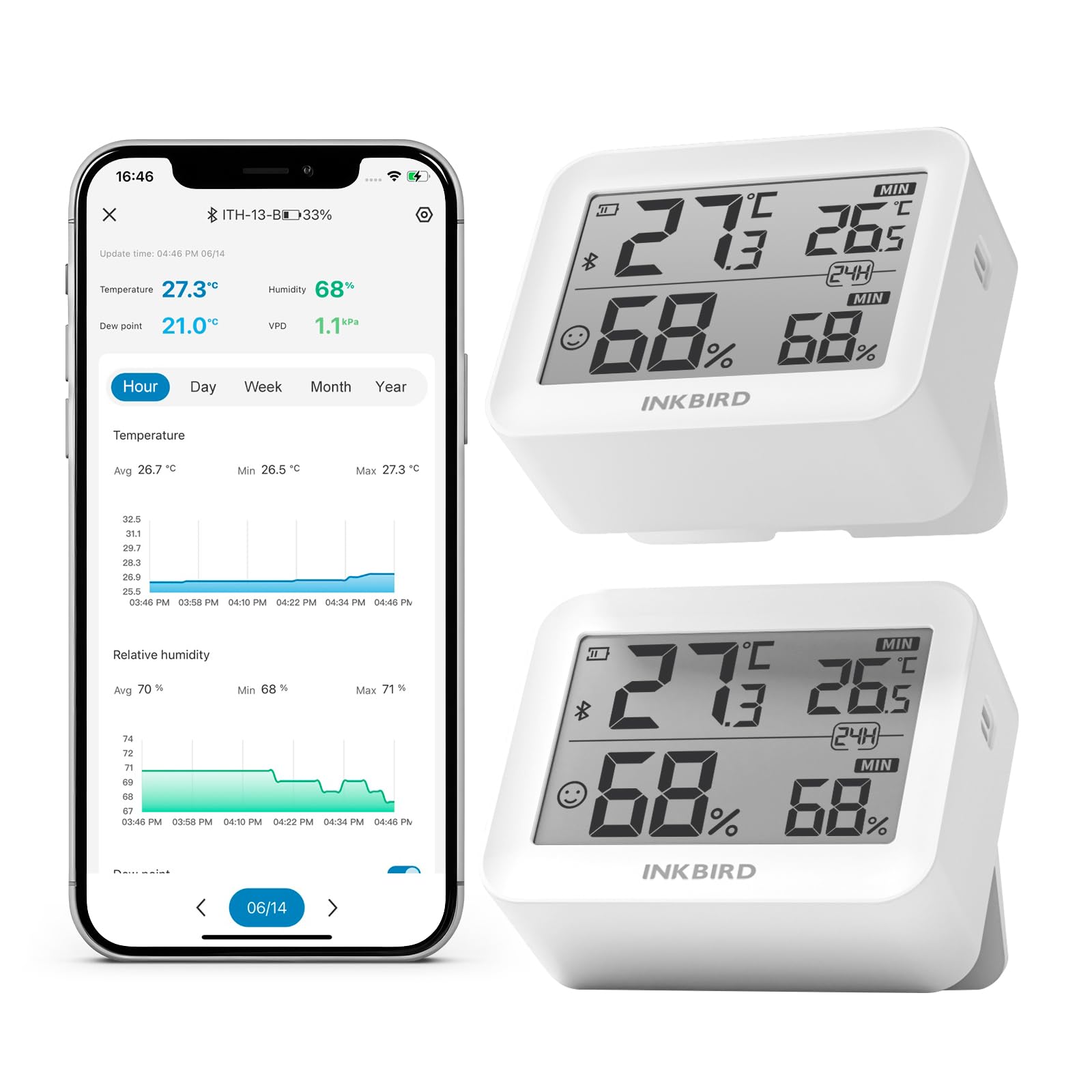 INKBIRD Bluetooth Thermometer Multifunctional Indoor Thermometer App Comfort Graph Data Alarm for Dryness & Hygrometer, 2-Pack, & Hygrometer,
INKBIRD Bluetooth Thermometer Multifunctional Indoor Thermometer App Comfort Graph Data Alarm for Dryness & Hygrometer, 2-Pack, & Hygrometer,