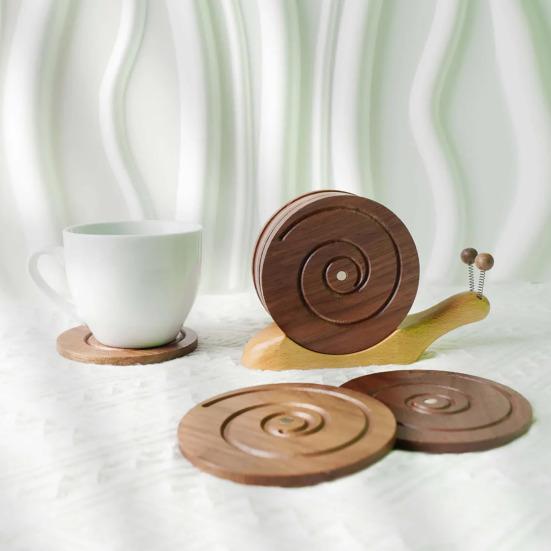 Wooden Snail Coasters Set 6 Coasters with Snail Holder Wood Heat Resistant Drink Coasters for Home Office Table Decoration
Wooden Snail Coasters Set 6 Coasters with Snail Holder Wood Heat Resistant Drink Coasters for Home Office Table Decoration