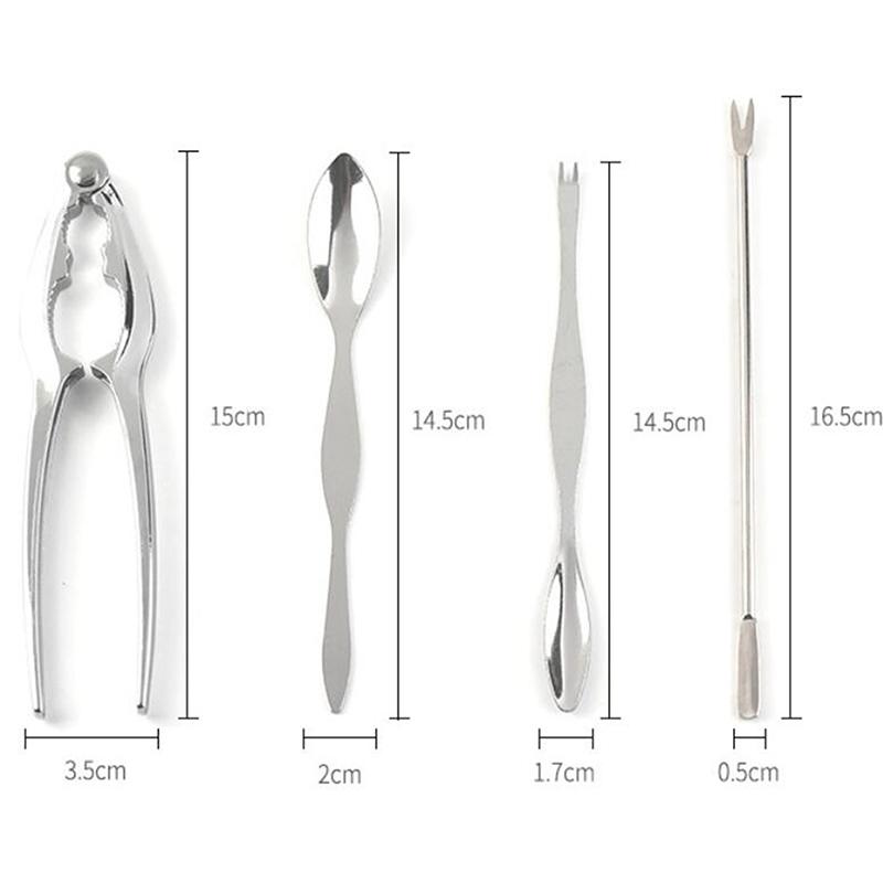 4Pcs Seafood Tool Sets Crab Shrimp Fruit Pliers Fork Spoon Set Nut Walnut Lobster Crab Cracker Tools Kitchen Accessories срібний
4Pcs Seafood Tool Sets Crab Shrimp Fruit Pliers Fork Spoon Set Nut Walnut Lobster Crab Cracker Tools Kitchen Accessories срібний