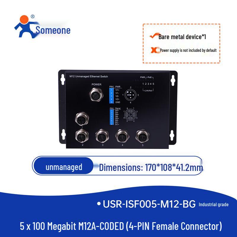 USR M12 5-Port Industrial Ethernet Switch
USR M12 5-Port Industrial Ethernet Switch