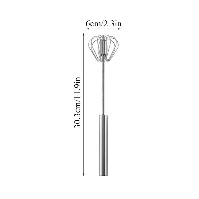 Полуавтоматический венчик для взбивания яиц из нержавеющей стали 304 Ручной миксер Самовращающийся венчик для взбивания яиц Кухонные принадлежности Инструменты