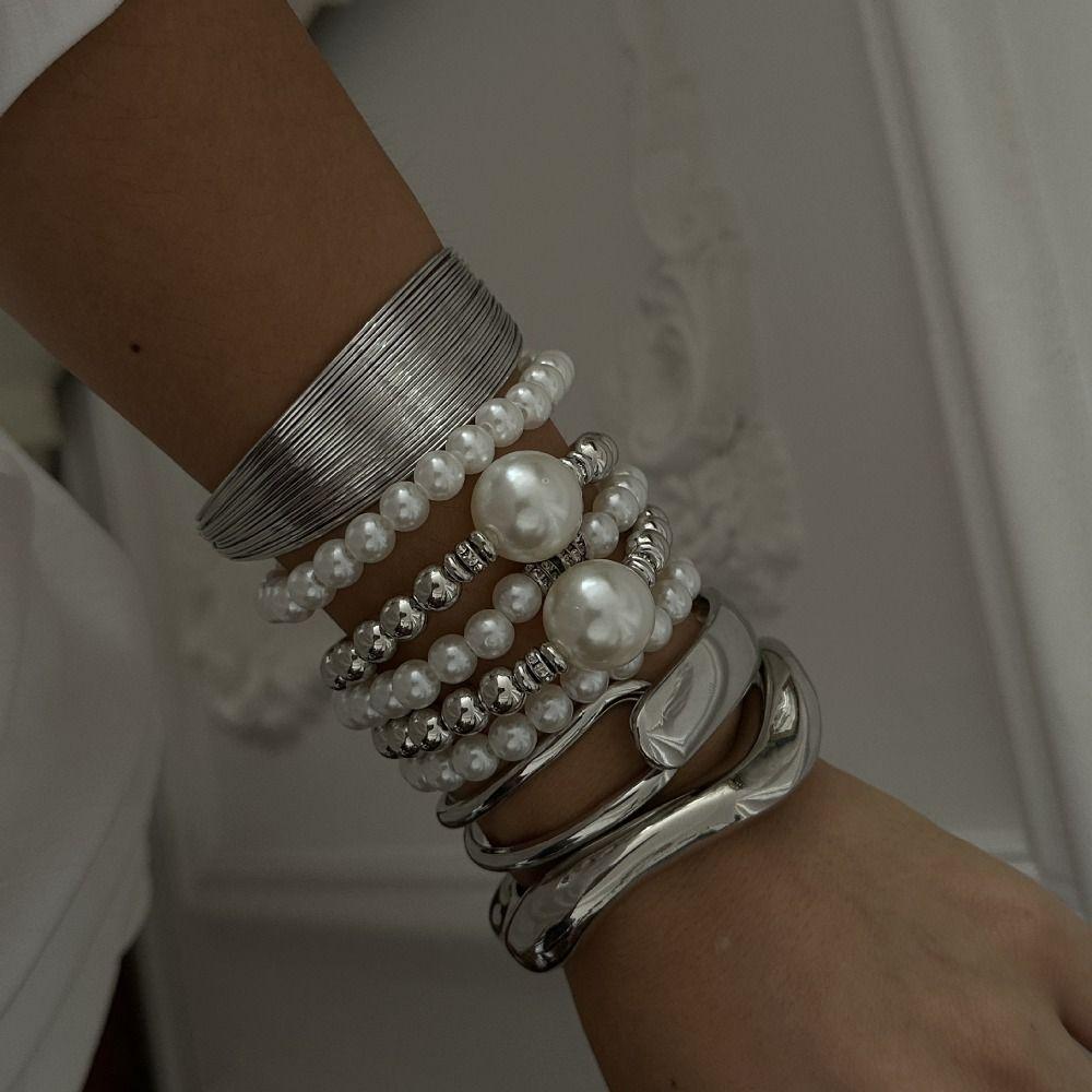 White Silver Pearl Bracelet Wire Drawing Exaggerated Bracelet Silver Metal Bracelet Party 1Pc StyleD
White Silver Pearl Bracelet Wire Drawing Exaggerated Bracelet Silver Metal Bracelet Party 1Pc StyleD