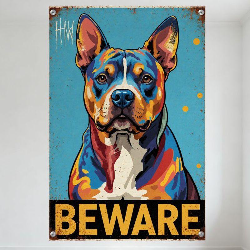 Colorful Stylized American Pit Bull Terrier Metal Tin Sign Vintage Retro Rust Effect Dog Wall Decor with BEWARE Sign HHW Initi 20x30cm(7.8x11.8inch)
Colorful Stylized American Pit Bull Terrier Metal Tin Sign Vintage Retro Rust Effect Dog Wall Decor with BEWARE Sign HHW Initi 20x30cm(7.8x11.8inch)