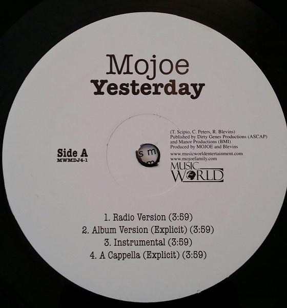 12inch Record MOJOE - Yesterday / 3rd Coast Anthem MWMDJ41 Music World Mus 2007 US Rap & Hip-Hop/R&B Used
12inch Record MOJOE - Yesterday / 3rd Coast Anthem MWMDJ41 Music World Mus 2007 US Rap & Hip-Hop/R&B Used