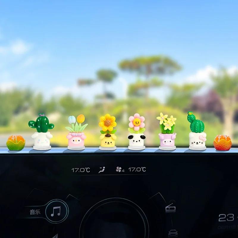 6 шт. Милый имитационный животный цветочный горшок для посадки, украшение центральной консоли салона автомобиля, забавные маленькие свежие товары для украшения дома