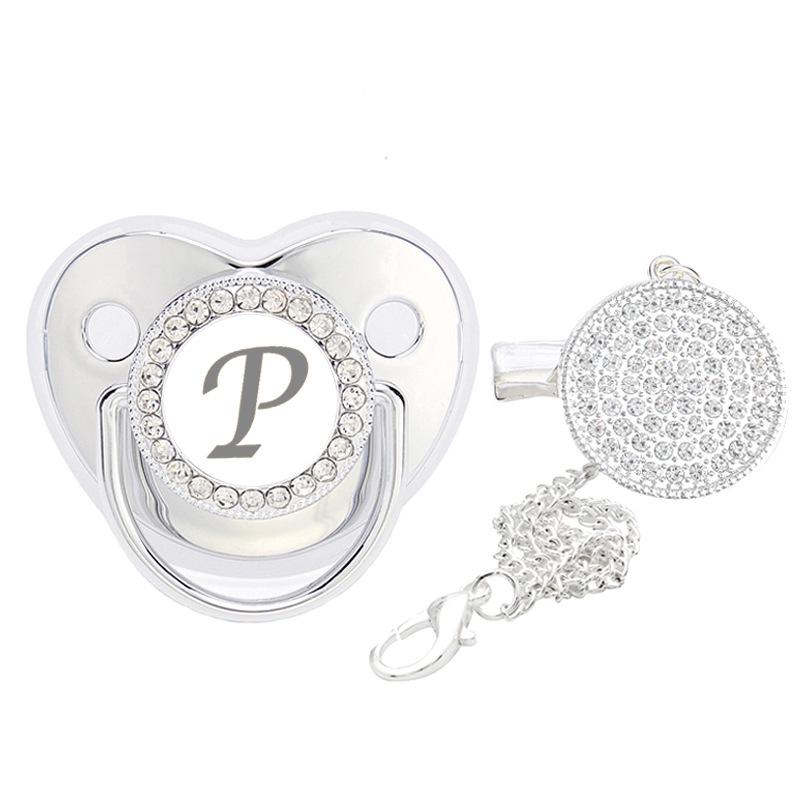Children s Diamond Rhinestone Silver Letter Soothing Pacifier & Teether.
Children s Diamond Rhinestone Silver Letter Soothing Pacifier & Teether.