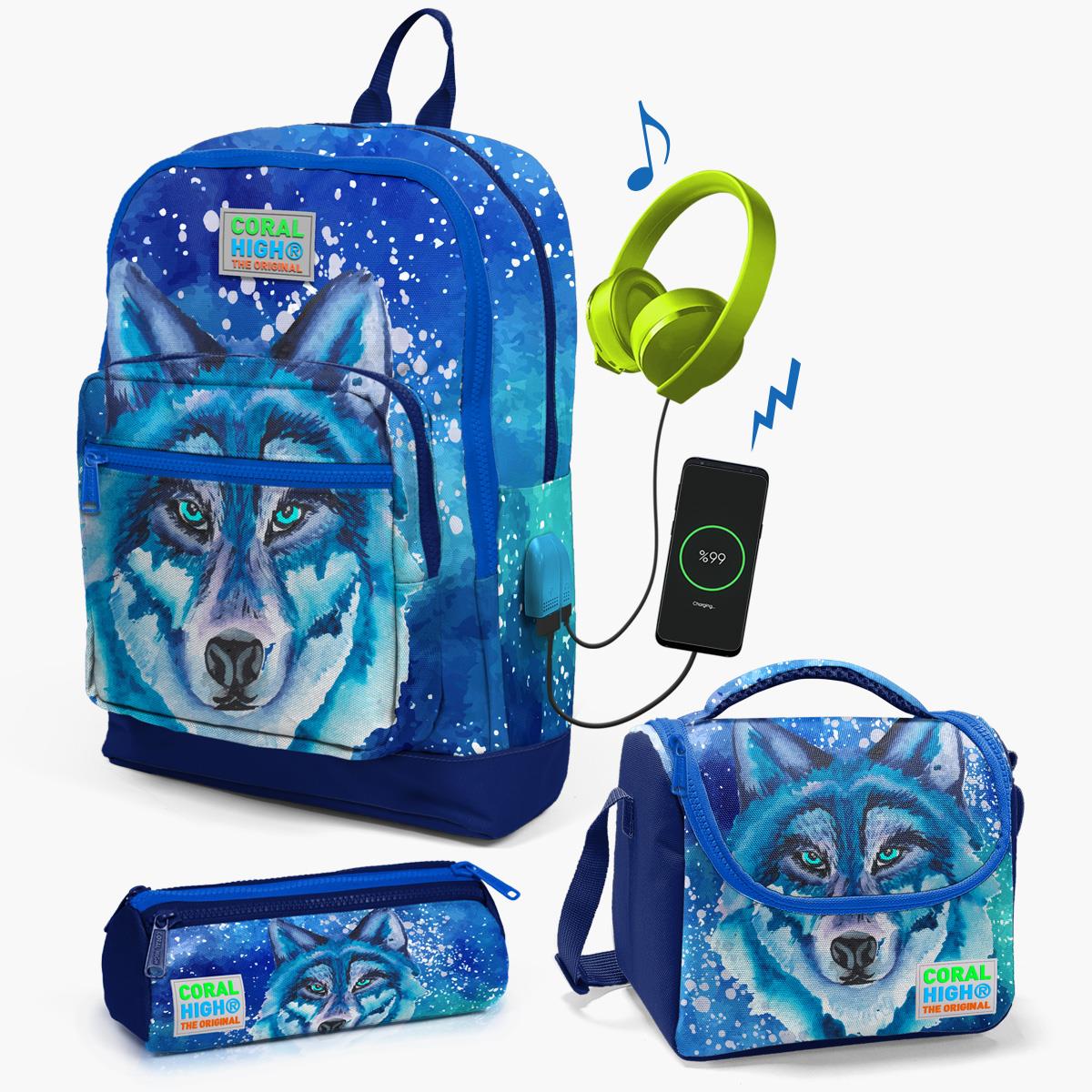 Школьная сумка Coral High Kids, темно-синий, синий, с рисунком волка, комплект из 3 предметов с USB-разъемом SET0123843
Школьная сумка Coral High Kids, темно-синий, синий, с рисунком волка, комплект из 3 предметов с USB-разъемом SET0123843