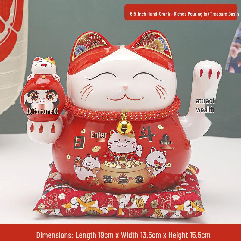 Large Ceramic Beckoning Cat Ornament with Automatic Waving Hand for Shop Cashier Desk or Home Decor.
Large Ceramic Beckoning Cat Ornament with Automatic Waving Hand for Shop Cashier Desk or Home Decor.