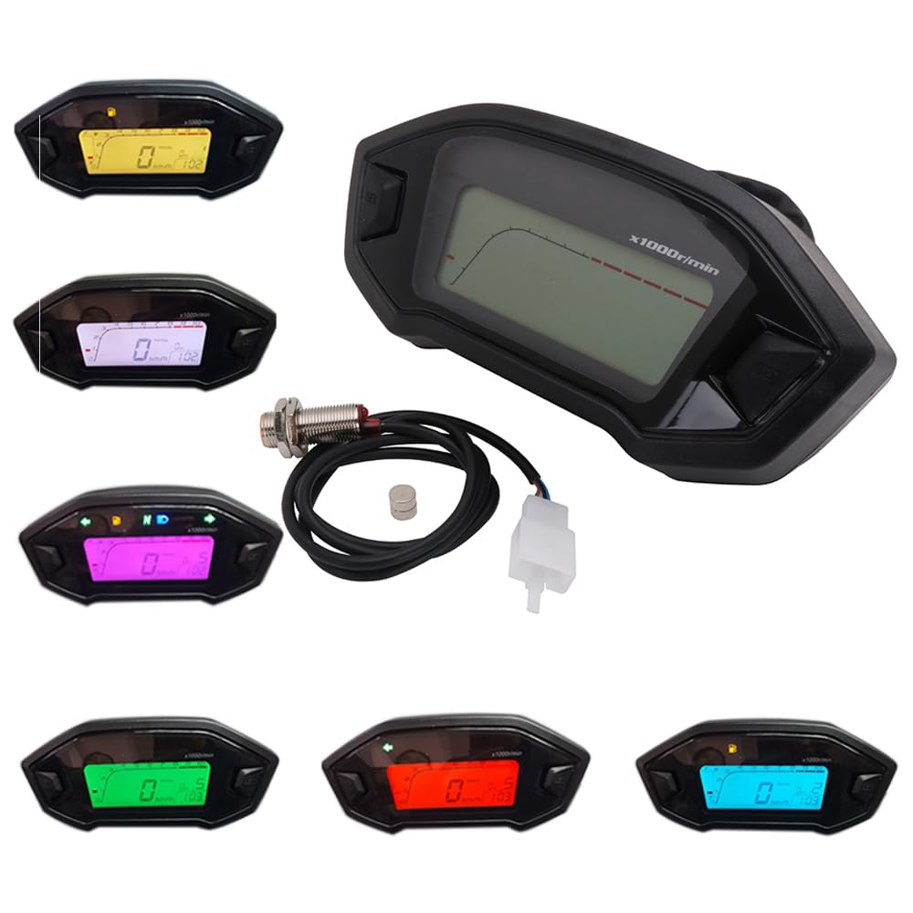 CHANGCHENG Motorcycle Speedometer LED Tachometer Universal LCD Digital Odometer Gauge Adjustable 7 Colors 2,4 Cylinders for All Motorcycle with DC
CHANGCHENG Motorcycle Speedometer LED Tachometer Universal LCD Digital Odometer Gauge Adjustable 7 Colors 2,4 Cylinders for All Motorcycle with DC