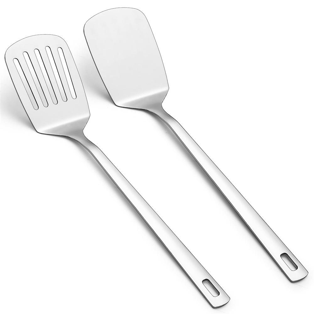 2pack Spatulas Set Stainless Steel Silver Slotted Turner and Solid Turner BBQ Spatulas Cooking Utensils for Fish, Eggs, Pancakes
2pack Spatulas Set Stainless Steel Silver Slotted Turner and Solid Turner BBQ Spatulas Cooking Utensils for Fish, Eggs, Pancakes