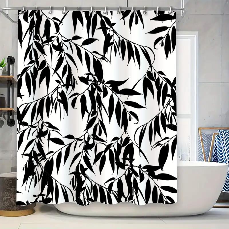 Black White Leaves Shower Curtain Bathroom Decor For Modern Bathrooms Waterproof Fabric With Hook Rings (White Bathtub) W60H190(CM)-1 Pcs
Black White Leaves Shower Curtain Bathroom Decor For Modern Bathrooms Waterproof Fabric With Hook Rings (White Bathtub) W60H190(CM)-1 Pcs