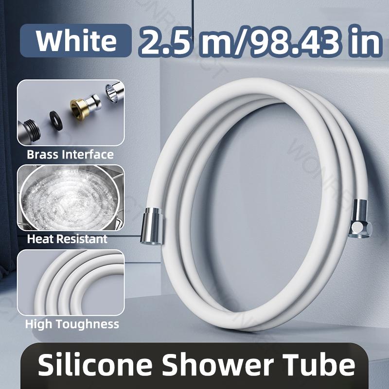 98 Inches or 2.5 Meter Shower Head Hose Extra Long Ultra Soft Silicone Shower Hose Anti-Tangle Flexible Hose for Bathing білий
98 Inches or 2.5 Meter Shower Head Hose Extra Long Ultra Soft Silicone Shower Hose Anti-Tangle Flexible Hose for Bathing білий