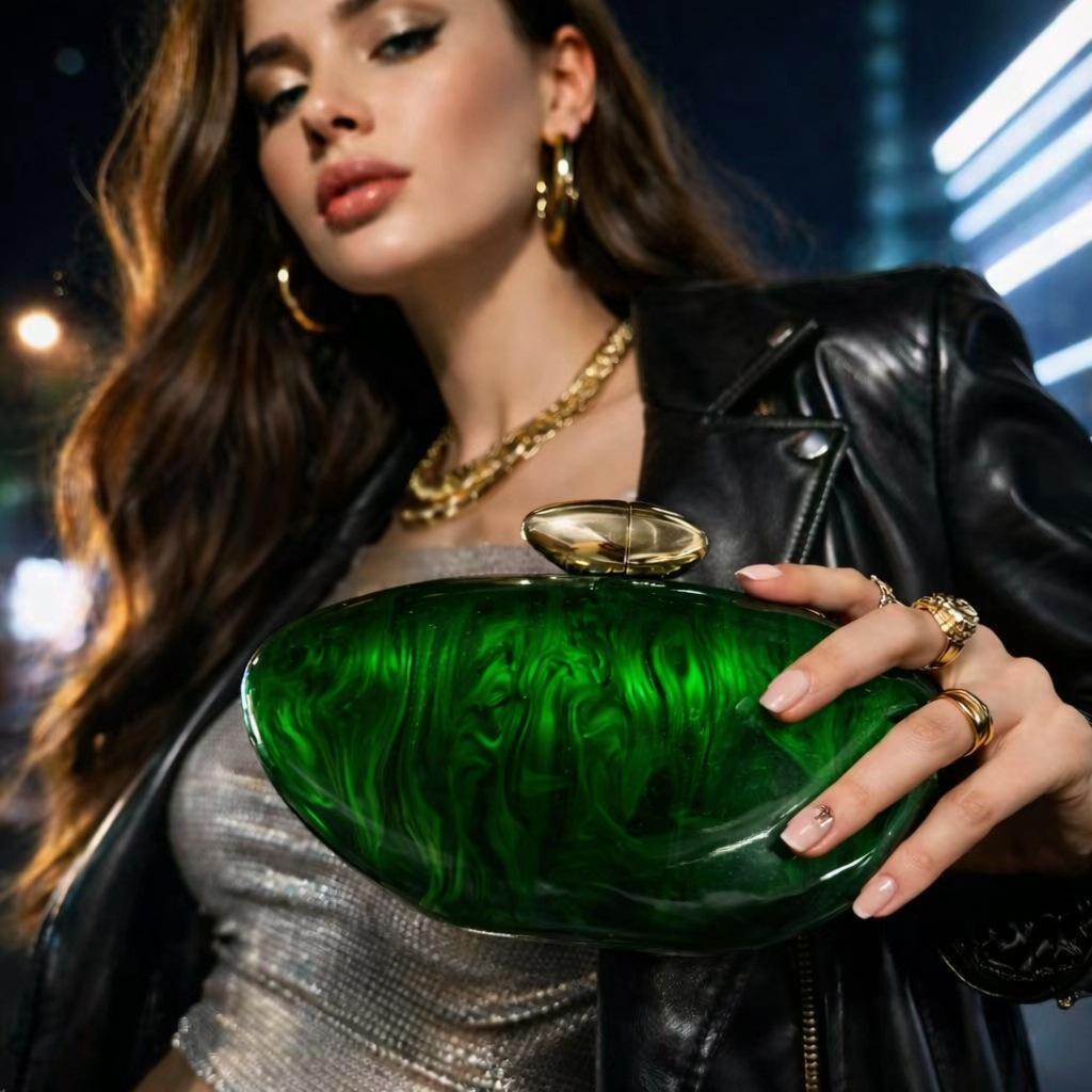 New Acrylic Transparent Bullet Shape Handbag Fashionable Women s Magnetic Snap Evening Clutch Purse темно-зелений колір
New Acrylic Transparent Bullet Shape Handbag Fashionable Women s Magnetic Snap Evening Clutch Purse темно-зелений колір