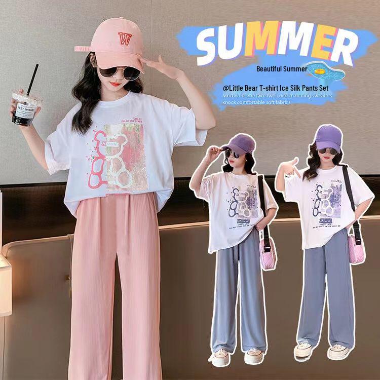 Girls Stylish Summer Two-Piece Set: Short-Sleeved Top & Straight Pants for Medium and Large Children, 2025 Edition 170 (Height 155-160 cm)
Girls Stylish Summer Two-Piece Set: Short-Sleeved Top & Straight Pants for Medium and Large Children, 2025 Edition 170 (Height 155-160 cm)
