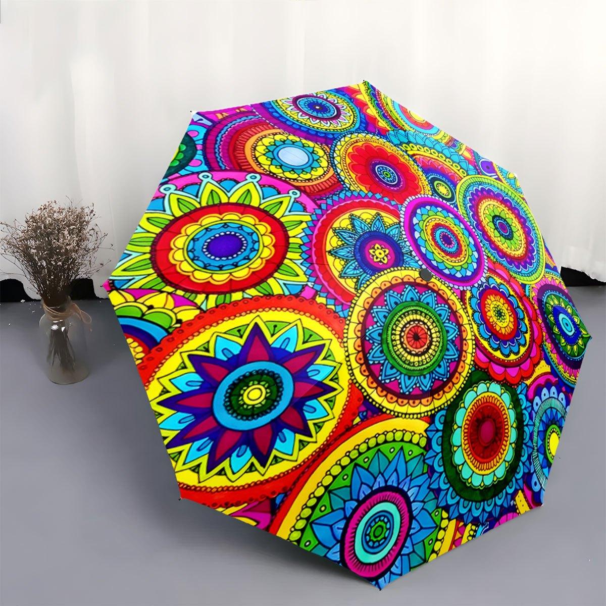 Automatic Folding Umbrella with Colorful Mandala Design - Portable Collapsible 8-Rib Durable Canopy, Vibrant Multicolor Patter (as the picture,Iron&8K)
Automatic Folding Umbrella with Colorful Mandala Design - Portable Collapsible 8-Rib Durable Canopy, Vibrant Multicolor Patter (as the picture,Iron&8K)