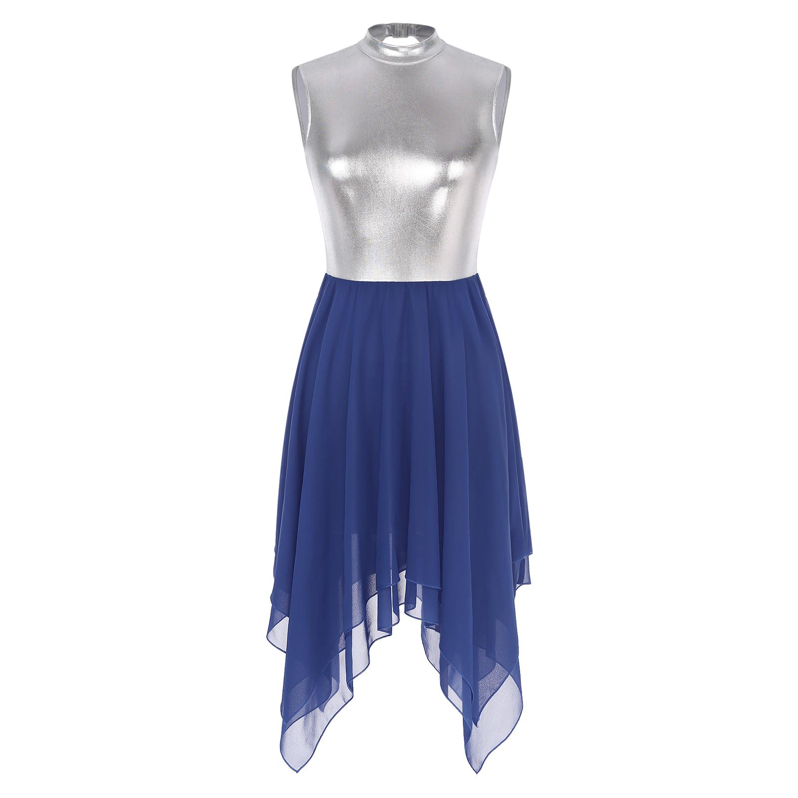 Женское металлическое танцевальное платье без рукавов с вырезом-замочной скважиной на спине, шифоновый лирический костюм для выступлений, сценический наряд с цветными блоками S синий
Женское металлическое танцевальное платье без рукавов с вырезом-замочной скважиной на спине, шифоновый лирический костюм для выступлений, сценический наряд с цветными блоками S синий