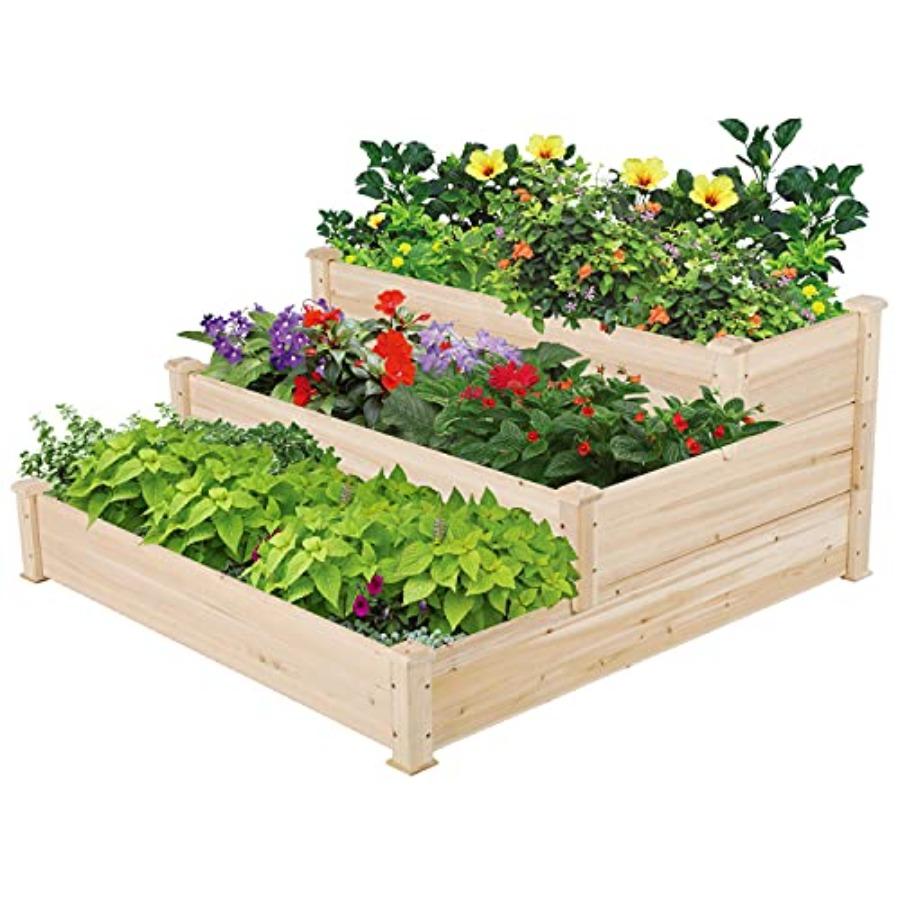 3 Tier 47 x 47 x 22in Raised Garden Bed Wooden Outdoor Elevated Flower Box for Backyard Patio Gardener with Tiered Design for V United States
3 Tier 47 x 47 x 22in Raised Garden Bed Wooden Outdoor Elevated Flower Box for Backyard Patio Gardener with Tiered Design for V United States