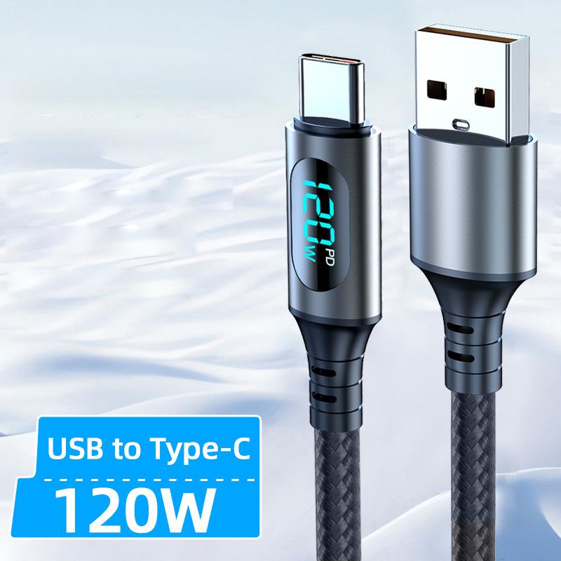 Сверхбыстрый зарядный кабель - 6A 120W USB A на Type C, нейлоновый кабель для передачи данных для Redmi Samsung со светодиодным цифровым дисплеем 1m
Сверхбыстрый зарядный кабель - 6A 120W USB A на Type C, нейлоновый кабель для передачи данных для Redmi Samsung со светодиодным цифровым дисплеем 1m