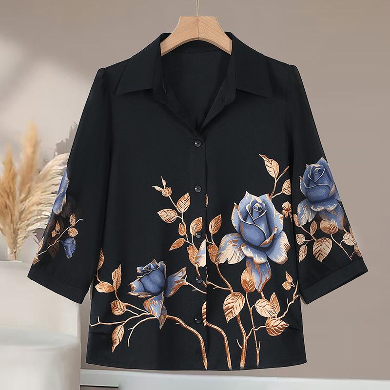 Elegant Summer Blouse: Slimming Lapel Print with Five-Point Sleeves for Mature Women 3XL (for 120-135 lbs) чорний
Elegant Summer Blouse: Slimming Lapel Print with Five-Point Sleeves for Mature Women 3XL (for 120-135 lbs) чорний